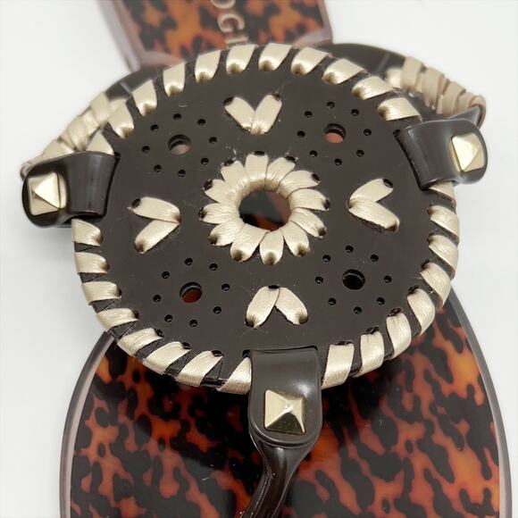 NEW Jack Rogers Georgica Flip Flop Sandals in Brown Tortoise Shell Size 6 - Picture 2 of 5